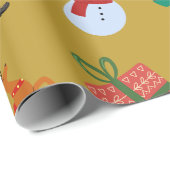 Gold Christmas Icons Geschenkpapier (Rolleneckpunkt)