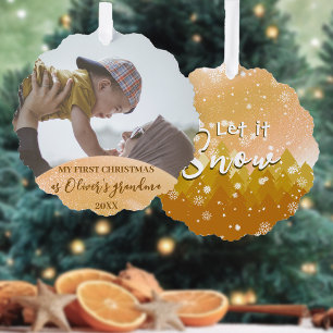Gold Christmas Let it Snow New Oma Foto Ornament Karte