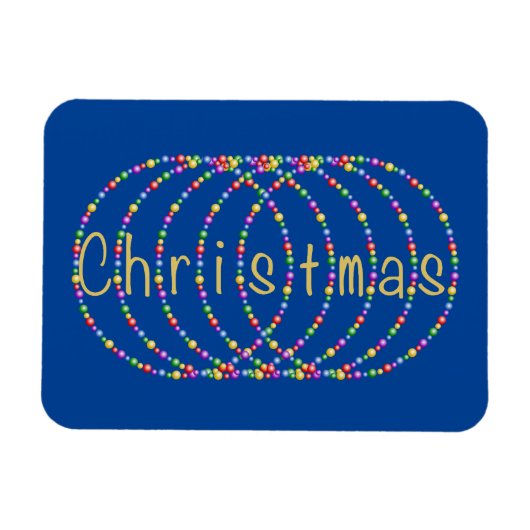 Gold Christmas Lights Design auf Blue Magnet (Horizontal)