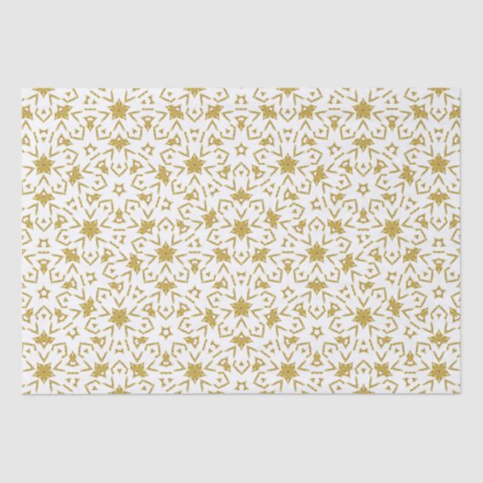 Gold Christmas Luxus Pattern Stars Glitzer Seidenpapier (Vorderseite)