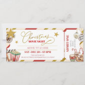 Gold Christmas Movie Night Ticket Einladung (Vorderseite)