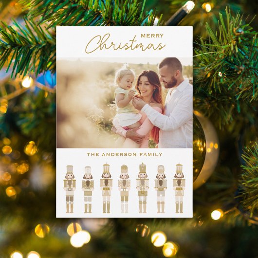 GOLD CHRISTMAS NUTCRACKER FOTO GREETKARTE EINLADUNG