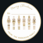 GOLD CHRISTMAS NUTCRACKER GIFT STICKER<br><div class="desc">Elegante Gold- und Beige-Nutcrackers-Kollektion</div>
