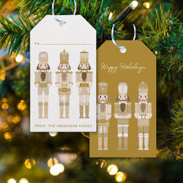 GOLD CHRISTMAS NUTCRACKER GIFT STICKER GESCHENKANHÄNGER
