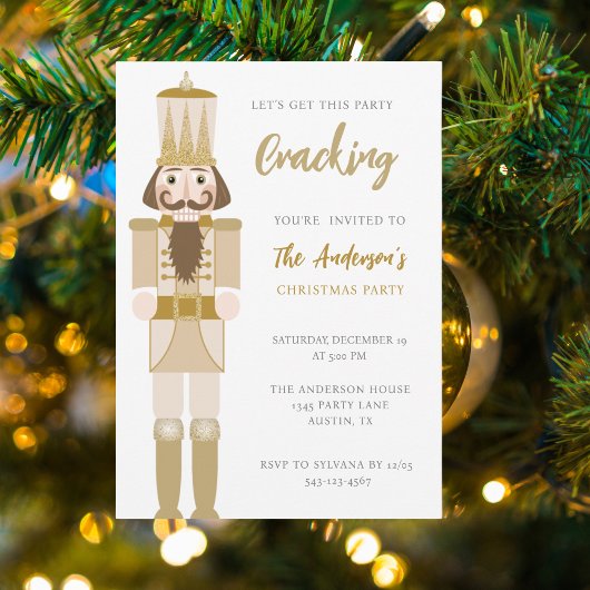 GOLD CHRISTMAS NUTCRACKER PARTY URLAUB EINLADUNG