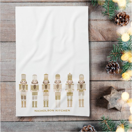 GOLD CHRISTMAS NUTCRACKERS GESCHIRRTUCH