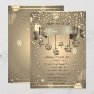 Gold, Christmas Ornamente Unternehmensweihnachtsfe Einladung