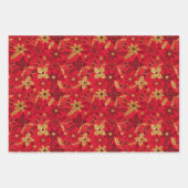 Gold Christmas Poinsettia Flowers Geschenkpapier Set (Vorderseite)