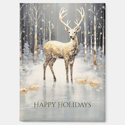 Gold Christmas Reindeer Holiday Magnet (Vorderseite)