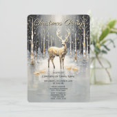 Gold Christmas Reindeer Holiday Party Invitation Einladung (Stehend Vorderseite)