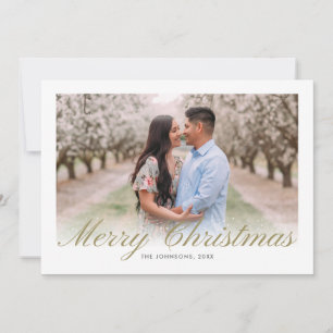 Gold Christmas Script Calligraphy Mint Collage Feiertagskarte