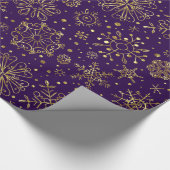 Gold Christmas Snowflakes Purple Changeable Back Geschenkpapier (Ecke)