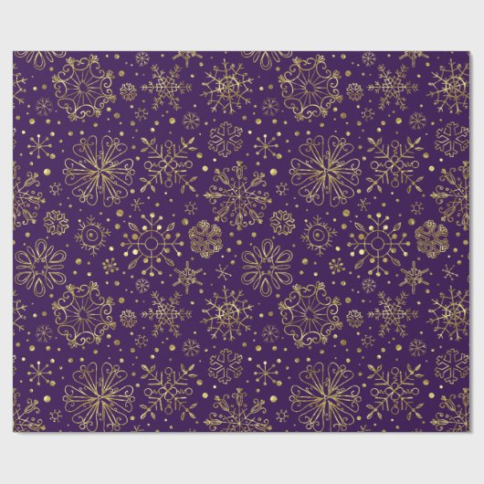 Gold Christmas Snowflakes Purple Changeable Back Geschenkpapier (Flach)