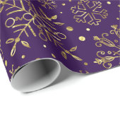 Gold Christmas Snowflakes Purple Changeable Back Geschenkpapier (Rolleneckpunkt)
