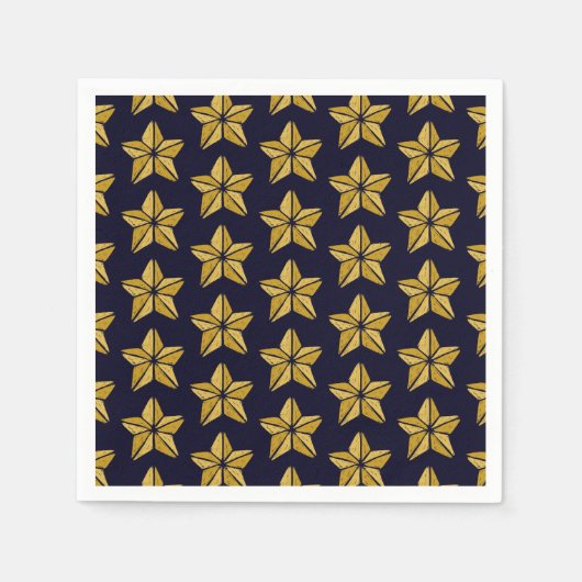 Gold Christmas Star Pattern Napkins Serviette (Vorderseite)