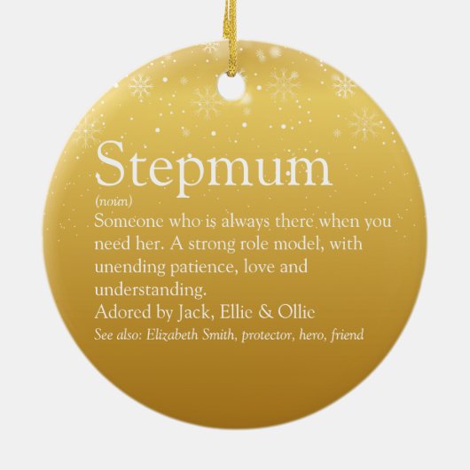 Gold Christmas StepMom Stepmutter Definition Keramik Ornament (Hinten)