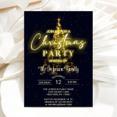 Gold Christmas Tree Black Christmas Party Einladung
