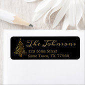 Gold Christmas Tree Black Return Address Label (Insitu)