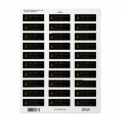 Gold Christmas Tree Black Return Address Label (Vorne)
