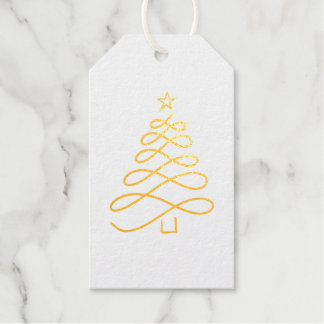 Gold Christmas Tree Foil Gift Tags Geschenkanhänger