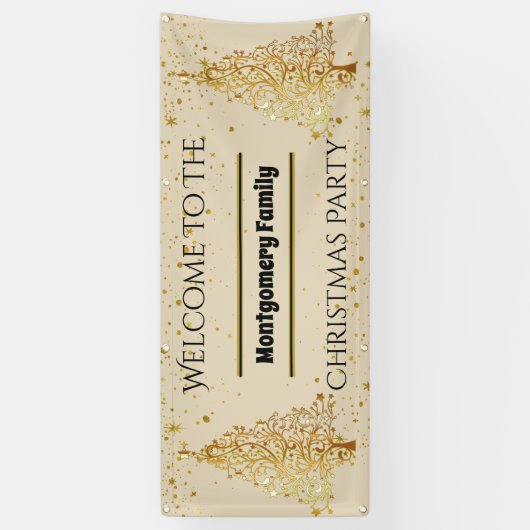 Gold Christmas Tree Hanging Party Banner (Vertikal)