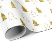 Gold Christmas Tree Muster Geschenkpapier (Rolleneckpunkt)