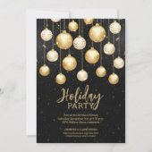 Gold Christmas Tree Ornaments Black Einladung (Vorderseite)