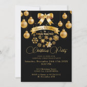 Gold Christmas Tree Ornaments Black Einladung (Vorderseite)