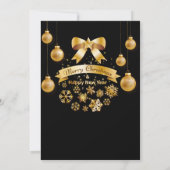 Gold Christmas Tree Ornaments Black Einladung (Rückseite)