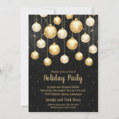 Gold Christmas Tree Ornaments Black Einladung (Vorderseite)