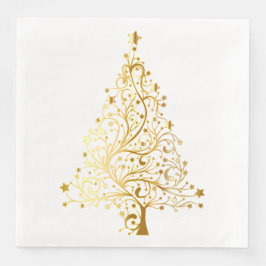 Gold Christmas Tree Paper Dinner Napkins Serviette