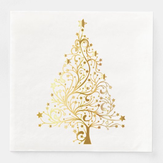 Gold Christmas Tree Paper Dinner Napkins Serviette (Vorderseite)