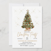   gold christmas tree party invite  einladung (Vorderseite)
