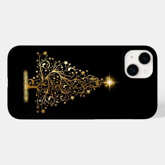Gold Christmas Tree Phone Case (Rückseite (Horizontal))