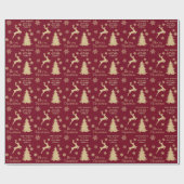 Gold Christmas Tree Rentier Personalisiert Geschenkpapier (Flach)