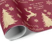 Gold Christmas Tree Rentier Personalisiert Geschenkpapier (Rolleneckpunkt)