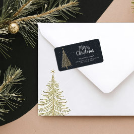 Gold Christmas Tree Return Address Label Adressaufkleber