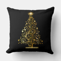 Gold Christmas Tree Throw Kissen