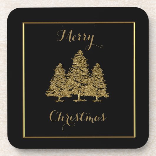 Gold Christmas Trees Getränkeuntersetzer (Vorderseite)