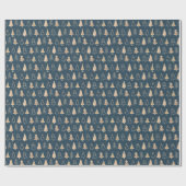 Gold Christmas Trees Midnight Blue Wrapping Paper Geschenkpapier (Flach)