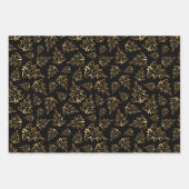 Gold Christmas Trees on Green, Black, White Geschenkpapier Set (Vorderseite 2)