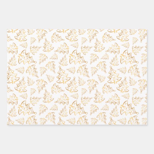 Gold Christmas Trees on Red, Black, White Geschenkpapier Set (Vorderseite 3)