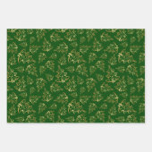 Gold Christmas Trees on Red, Green, White Geschenkpapier Set (Vorderseite 2)
