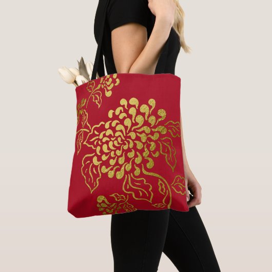 Gold Chrysanthemum auf jeder Farbtüte Tasche (Von Nahem)