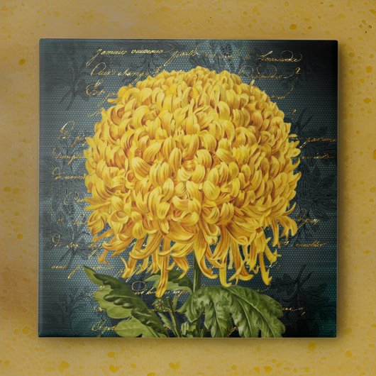 Gold Chrystanthemum über Aquamarine Damaskus und H Fliese