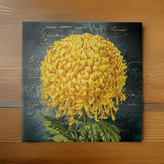 Gold Chrystanthemum über Aquamarine Damaskus und H Fliese