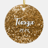 Gold Chunky Glitzer Personalisiert Keramik Ornament (Vorne)