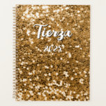 Gold Chunky Glitzer Personalisiert Planer<br><div class="desc">Ein moderner, feiner weißer Name mit einem schwarzen Schlagschatten auf einem leeren Planer. Die Größe, die Farbe und der Stil des Schriftartes sind individuell einstellbar. Erhöhen Sie die Größe des Schriftartes für kurze Namen, wenn Sie möchten. Der Hintergrund ist ein Imitat goldener Konfetti oder Sequin Glitzer mit funkelnd Flecken oder...</div>