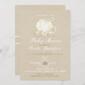 Gold Cinderella Carriage Kraft Moderne Babydusche Einladung (Vorne/Hinten)