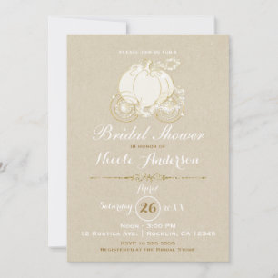 Gold Cinderella Carriage Kraft Moderne Bridal Einladung